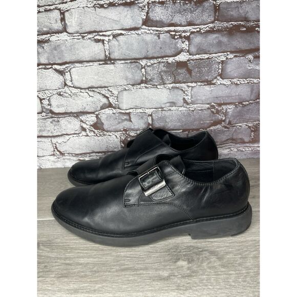Fitflop Hagen Monk Strap Black Leather Casual Oxfords Shoes Men Sz 12M US/45EU